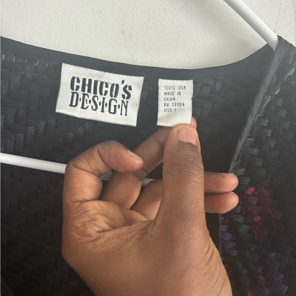 Vintage Chico’s Design Silk Floral Woven Blazer Jacket Basketweave Quilted Artsy - Picture 4 of 4